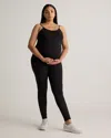 Quince Women's Recycled Knit Maternity Spaghetti Strap Unitard In Black