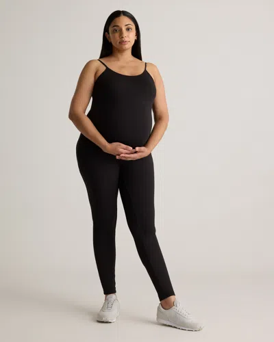 Quince Women's Recycled Knit Maternity Spaghetti Strap Unitard In Black