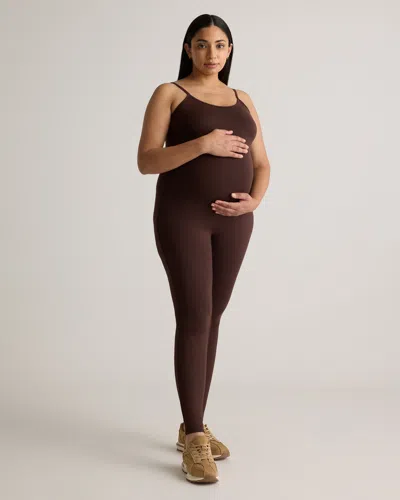 Quince Women's Recycled Knit Maternity Spaghetti Strap Unitard In Chocolate