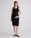 Quince Women's Recycled Knit Maternity Tank Top Midi Dress In Black