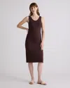 Quince Women's Recycled Knit Maternity Tank Top Midi Dress In Chocolate