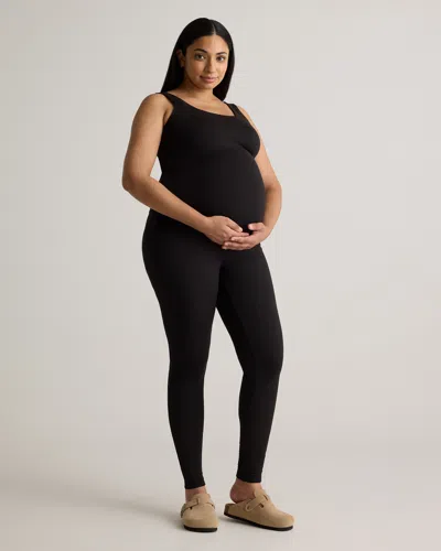 Quince Women's Recycled Knit Maternity Tank Top Unitard In Black