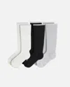 Quince Women's Recycled Maternity Compression Socks 3-pack In White/black/grey