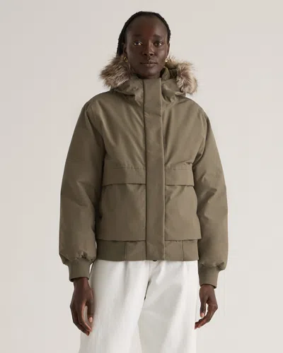Quince Women's Responsible Down Hooded Short Parka In Faded Cargo