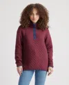 Quince Women's Reversible Quilted Pullover In Burgundy/ivory