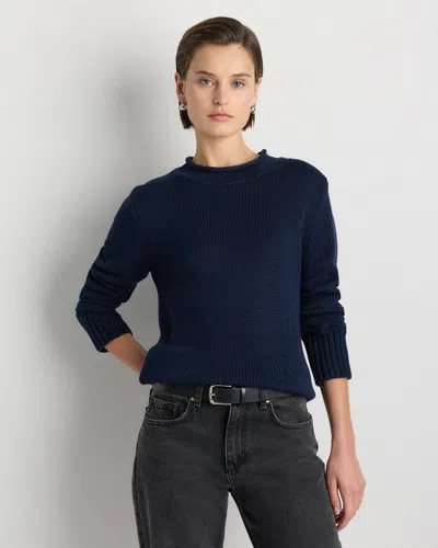 Quince Women's Roll Neck Sweater In Blue