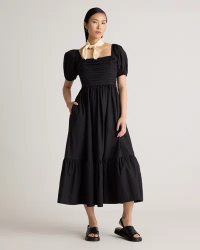 Quince Women's Ruched Midi Dress In Black