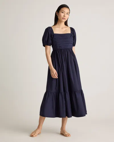 Quince Women's Ruched Midi Dress In Navy
