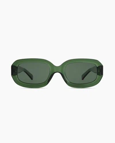 Quince Women's Santorini Polarized Acetate Sunglasses In Clear Sage With Green Lens