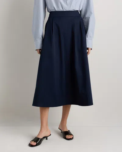 Quince Women's Sateen A-line Midi Skirt In Blue
