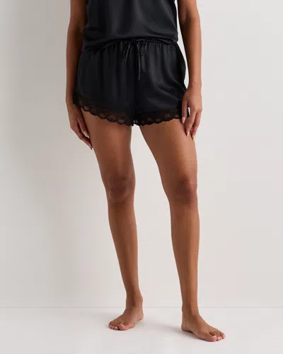 Quince Women's Satin Lace Pajama Shorts In Black