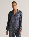 Quince Women's Satin Pajama Long Sleeve Top In Tiny Diamonds