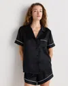 Quince Women's Satin Short Sleeve Pajama Top In Black