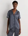 Quince Women's Satin Short Sleeve Pajama Top In Blue