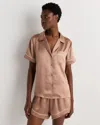 Quince Women's Satin Short Sleeve Pajama Top In Brown