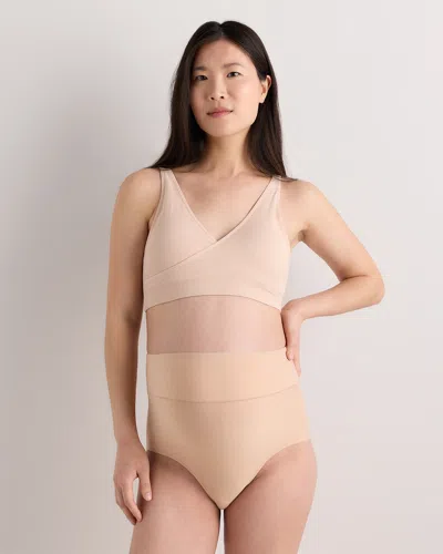 Quince Women's Seamless Crossover Nursing & Lounge Bra In Brown