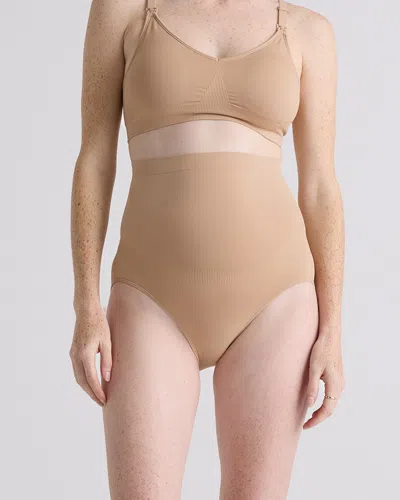 Quince Women's Seamless Over The Belly Support Brief In Sand