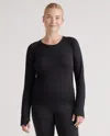 Quince Women's Seamless Ruched Long Sleeve Top In Black