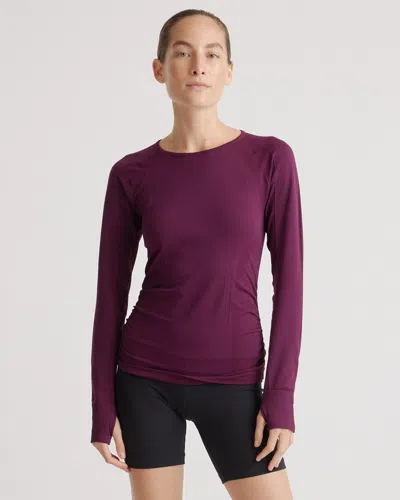 Quince Women's Seamless Ruched Long Sleeve Top In Plum