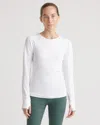 Quince Women's Seamless Ruched Long Sleeve Top In White