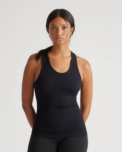 Quince Women's Seamless Ruched Racerback Tank Top In Black