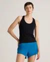 Quince Women's Seamless Waist-length Racerback Tank Top In Black
