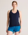 Quince Women's Seamless Waist-length Racerback Tank Top In Deep Navy
