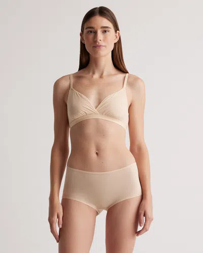 Quince Women's Second Skin Crossover Bralette In Beige