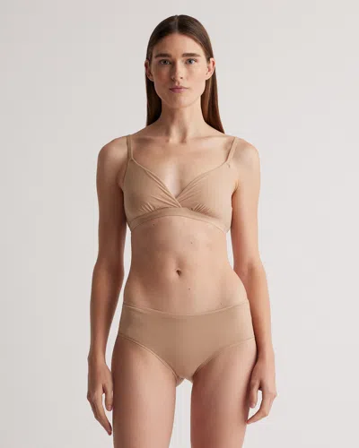 Quince Women's Second Skin Crossover Bralette In Sand