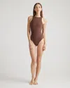 Quince Women's Second Skin High Neck Bodysuit In Cocoa