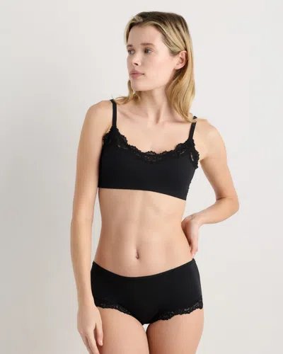 Quince Women's Second Skin Lace Boyshort In Black