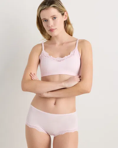 Quince Women's Second Skin Lace Boyshort In Pink