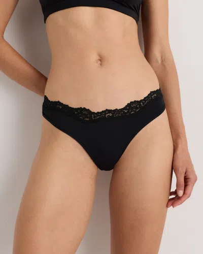 Quince Women's Second Skin Lace Thong In Black