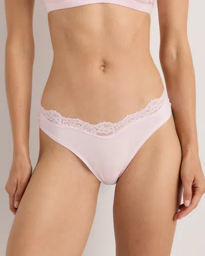 Quince Women's Second Skin Lace Thong In Pink