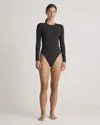 Quince Women's Second Skin Long Sleeve Crew Neck Bodysuit In Black