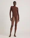 Quince Women's Second Skin Long Sleeve Crew Neck Bodysuit In Cocoa