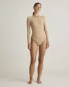 Quince Women's Second Skin Long Sleeve Crew Neck Bodysuit In Sand