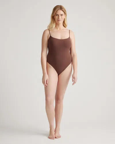 Quince Women's Second Skin Scoop Neck Cami Bodysuit In Cocoa