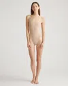 Quince Women's Second Skin Square Neck Tank Top Bodysuit In Sand
