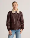 Quince Women's Shearling Trim Aviator Jacket In Brown