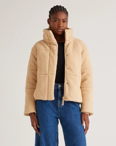 Quince Women's Sherpa Puffer Jacket In Camel