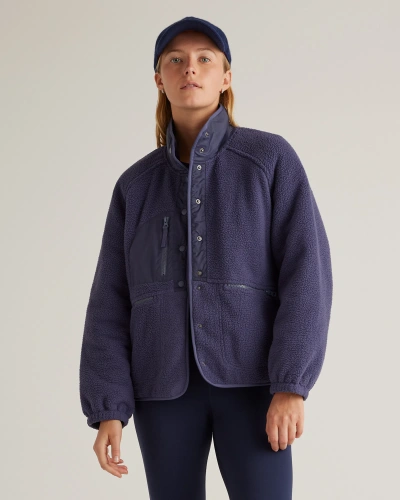 Quince Women's Sherpa Snap Front Jacket In Navy