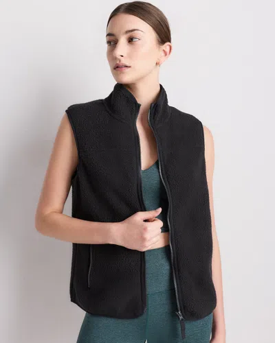 Quince Women's Sherpa Zip Front Vest In Black