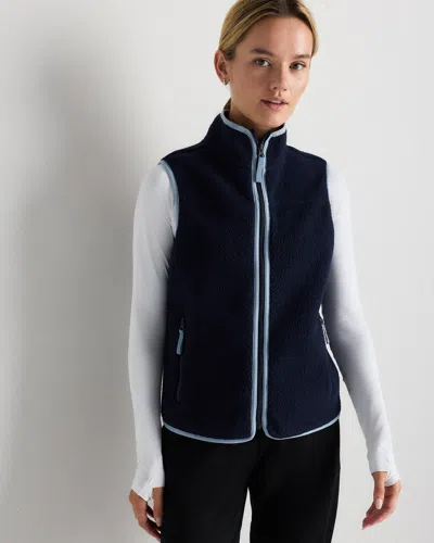 Quince Women's Sherpa Zip Front Vest In Blue