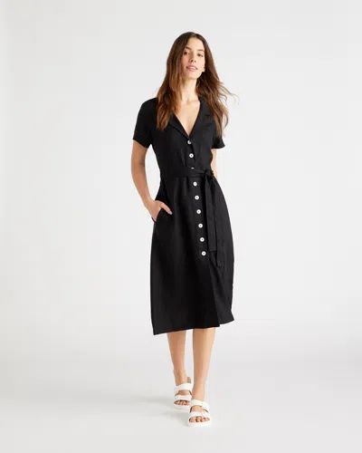 Quince Women's Short Sleeve Dress In Black