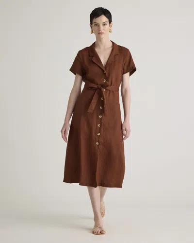 Quince Women's Short Sleeve Dress In Chocolate