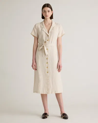 Quince Women's 100% European Linen Button Front Dress In Sand