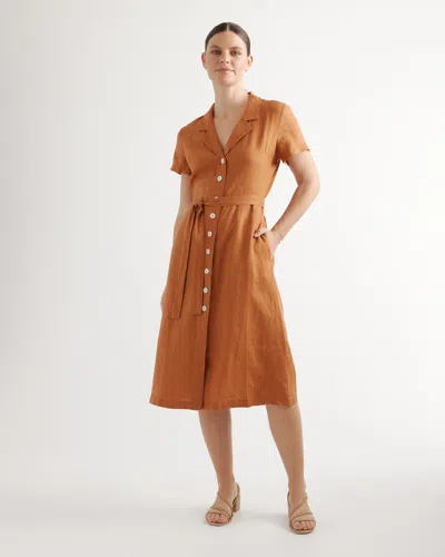 Quince Women's Short Sleeve Dress In Terracotta