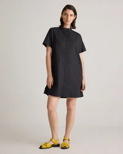 Quince Women's Short Sleeve Shirt Dress In Black
