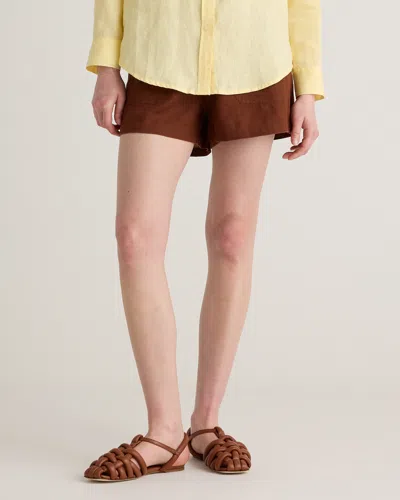 Quince Women's 100% European Linen Shorts In Chocolate
